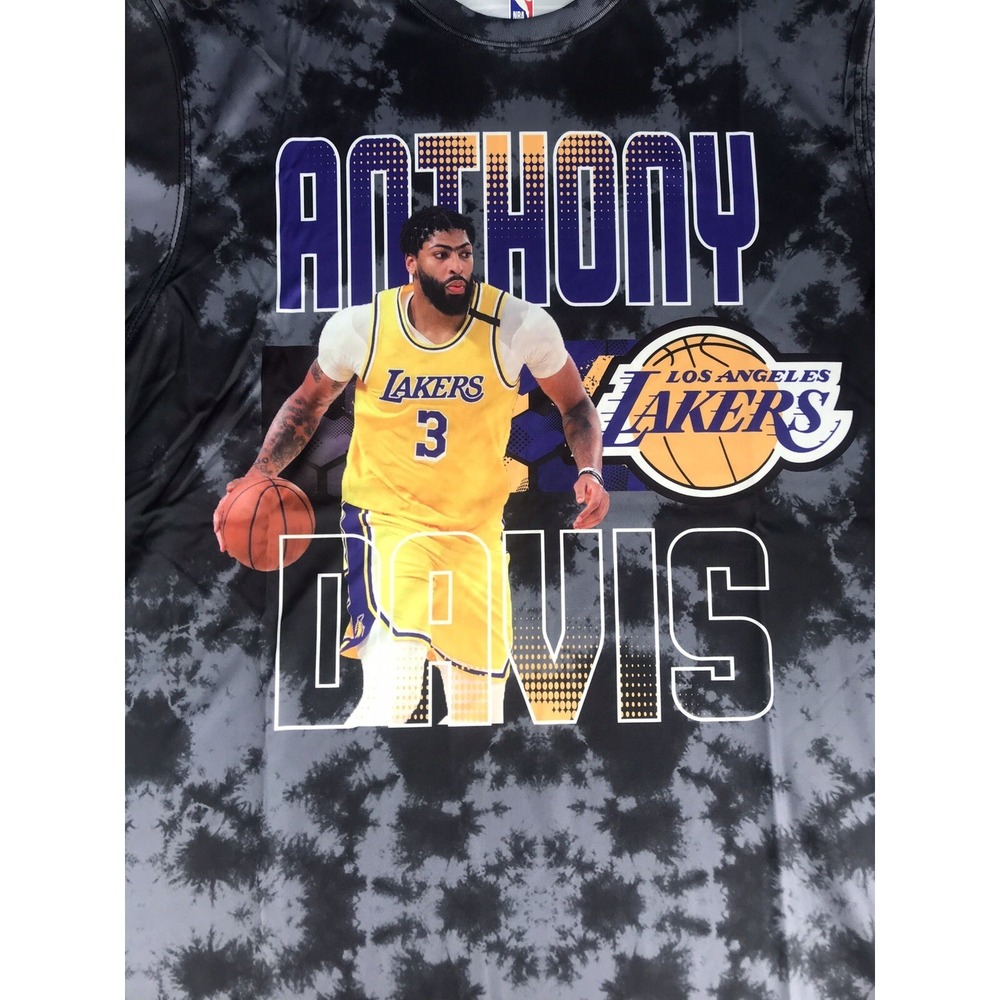 Los Angeles LA Lakers Anthony Davis #3 Gray Tie Dye Graphic T-Shirt Men's Medium - Picture 4 of 14